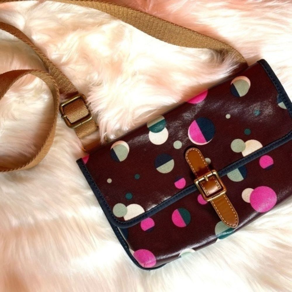 FOSSIL | Keyper Mini Crossbody Handbag Vintage Retro Canvas Leather Shoulder Bag